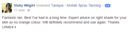 Tanique mobile spray tan reviews in Stafford