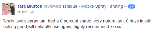 Tanique mobile spray tan reviews in Stafford