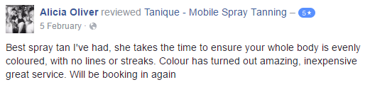 Tanique mobile spray tan reviews in Stafford